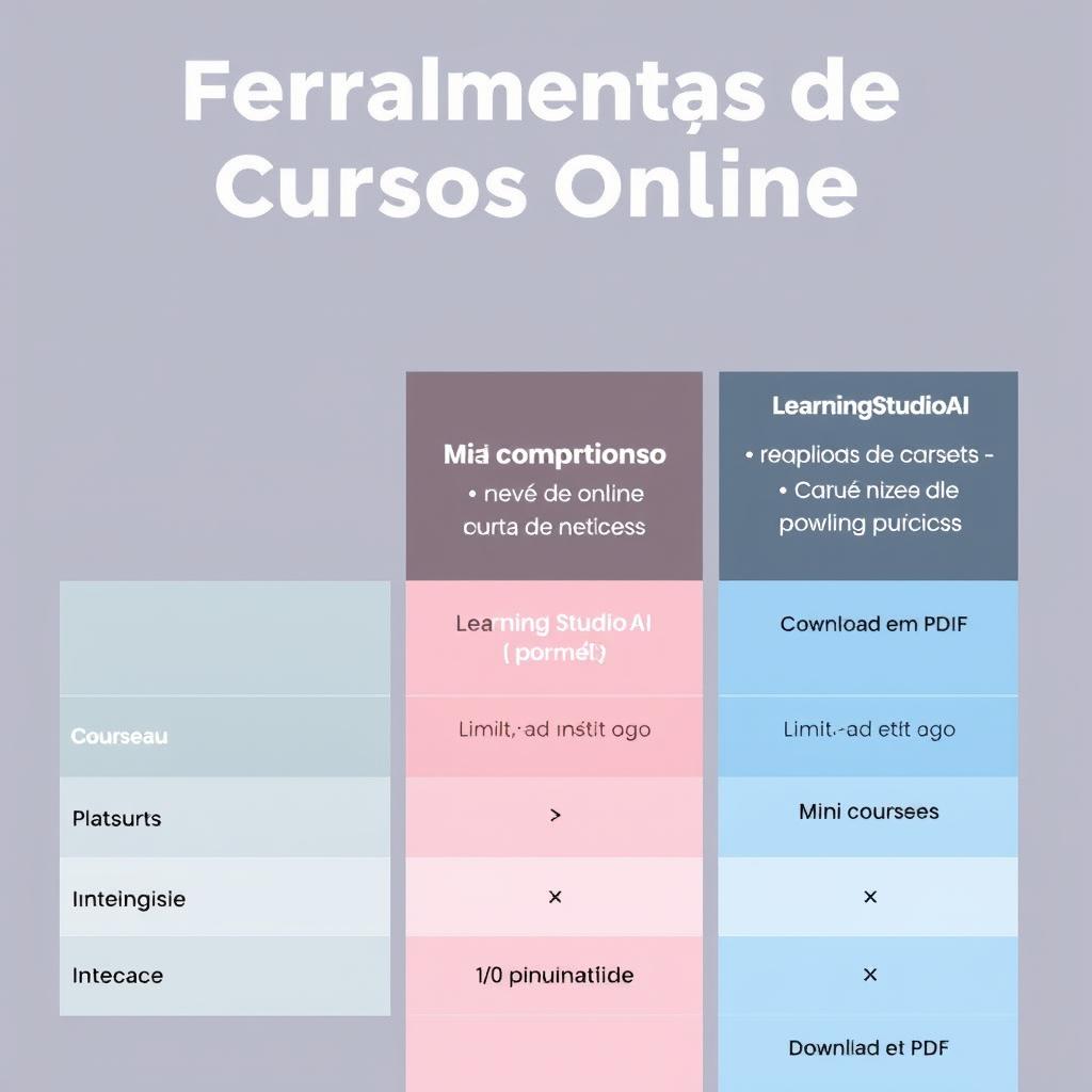 Plataformas de criação de cursos online como Courseau, LearningStudioAI e Mini Course.