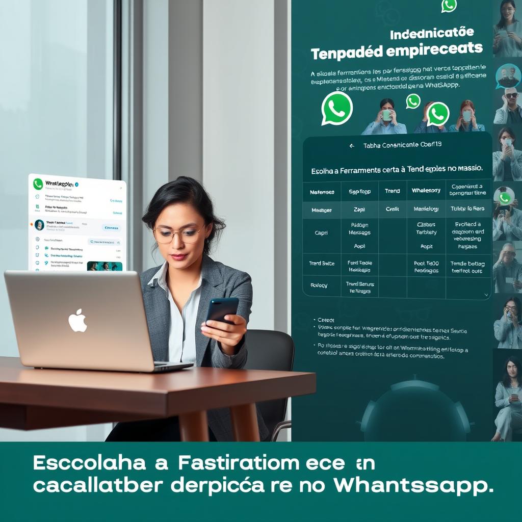 Interface de ferramentas para disparos no WhatsApp, destacando funcionalidades como automação e gestão de contatos.