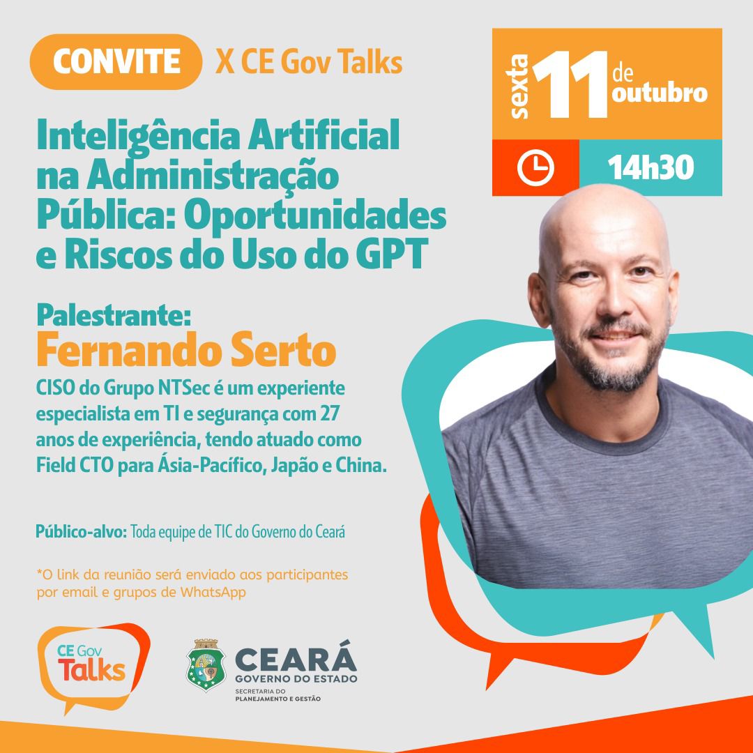 Palestra sobre inteligência artificial na administração pública com foco em segurança cibernética e uso do GPT.