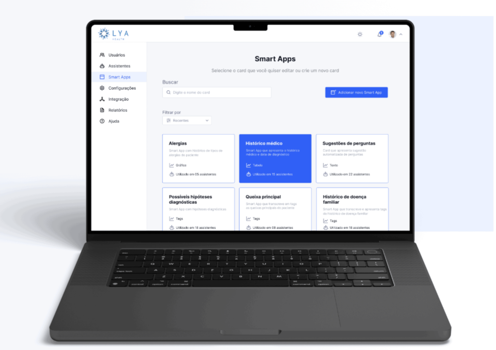 Assistente de inteligência artificial Lya auxiliando médicos em consultas, utilizando a Classificação Internacional de Doenças.