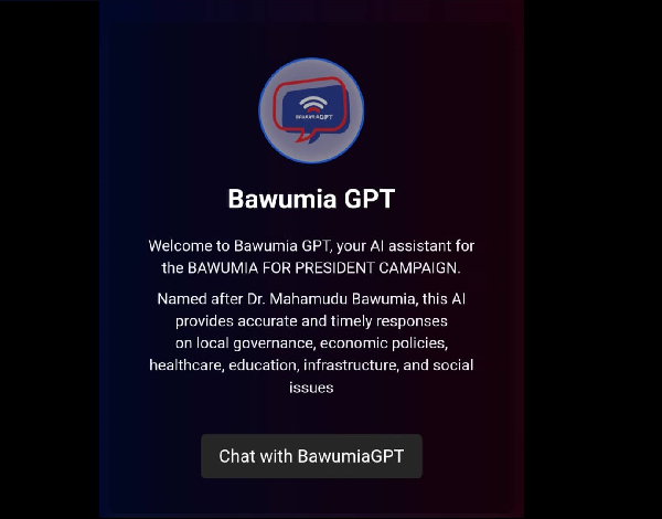 Dr. Mahamudu Bawumia interagindo com eleitores através do Bawumia GPT, um chatbot de inteligência artificial.